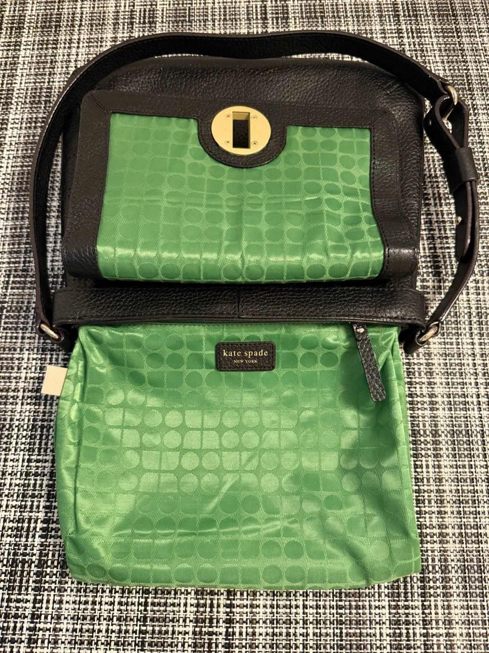 Kate Spade Vanessa Double Hobo Black Pebbled Leather Bag